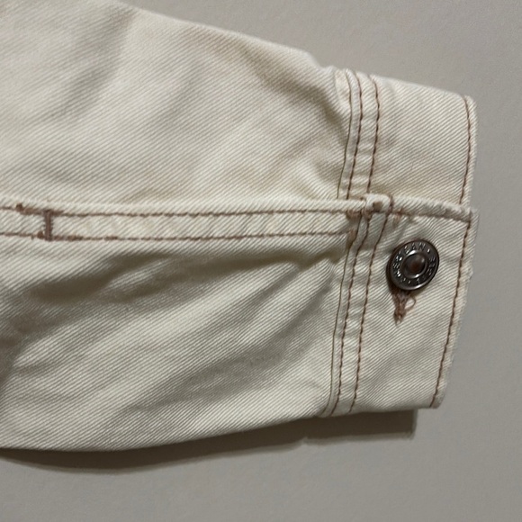 American Eagle Boyfriend Denim Jacket Women's Size M Bone Cream - Picture 4 of 9